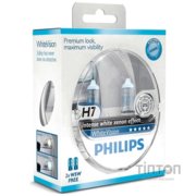 Автолампа PHILIPS H7 WhiteVision +60%, 3700K, 2шт (12972WHVSM)