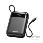 Батарея універсальна Canyon 10000mAh OnPower 104 PD/20W, QC/22.5W built-in cable Black (CNS-CPB104B)