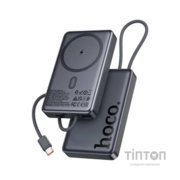 Батарея універсальна HOCO 10000 mAh Origen Dual PD/20W Magnetic with cable Type-C Metal Gray (Q44 / 714983)