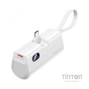 Батарея універсальна Vention 4800mAh 22,5W PD, USB-C In/Out, LED display, with built-in USB-C cable White (FHQW0)