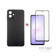 Чохол до мобільного телефона Dengos Carbon Kit for Samsung Galaxy A07 case + glass Black (DG-KM-162)