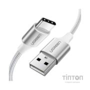 Дата кабель USB 2.0 AM to Type-C 1.0m US288 Aluminum Braid White Ugreen (60131)