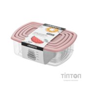 Харчовий контейнер Ardesto Fresh Набір 0.25/0.5/0.75/1.2л, пластик, прямокутна, рожевий (AR1312P)