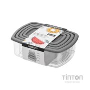 Харчовий контейнер Ardesto Fresh Набір 0.25/0.5/0.75/1.2л, пластик, прямокутна, сірий (AR1312R)