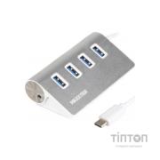 Концентратор Maxxter USB 3.0 Type-C 4 ports silver (HU3С-4P-01)