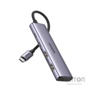 Концентратор Ugreen USB-C to 2xUSB 3.0 + 2xUSB-C CM473 gray (15395)