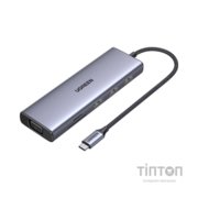 Концентратор Ugreen USB3.1 Type-C to HDMI60Hz/VGA/USB 3.0х3/RJ45/SD/TF/PD 100W 9-in-1 CM498 (15600)