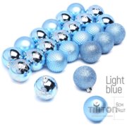 Ялинкова іграшка ColorWay Merry Christmas mix 24 шт (6 см) LIGHT BLUE (CW-MCB624LB)