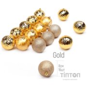 Ялинкова іграшка ColorWay Merry Christmas mix 16 шт (8 см) GOLD (CW-MCB816GOLD)