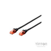 Патч-корд 1м, UTP, cat.6, CCA, AWG 26/7, PVC, black Digitus (DK-1612-010/BL)