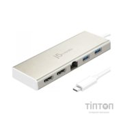 Порт-реплікатор J5create Dock-Station USB-C 6-in-1 (HDMI/PD/USB-A/USB-C/LAN) (JCD381-N)