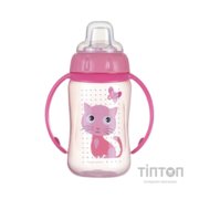 Поїльник-непроливайка Canpol babies Cute Animals Котик з м'яким носиком і ручками 320 мл (56/512_pin)