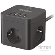 Сетевой фильтр-удлинитель IKOS C34S-CU Black (0007-CEF)