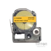 Стрічка для принтера етикеток UKRMARK E-C4KBM, 12мм х 8м, black on gold, совместима с LC4KBM (900509)