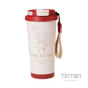 Термокружка Merlion TermCoffee 500 мл з трубочкою, біла з червоним (TermCoffee-500WR)