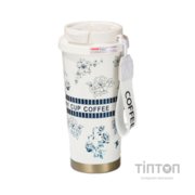 Термокружка Merlion TermCoffee 500 мл з трубочкою, біла з сірим (TermCoffee-500WG)