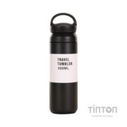 Термос Merlion Travel Tumbler 350 мл, подвійна кришка з ручкою, чорний (SUS304-350Black)