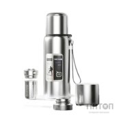 Термос Merlion з ситечком та чашкою 1 л, сталевий (ZK-127-1000Grey)