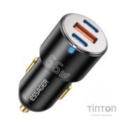 Зарядний пристрій Essager 2xUSB-C 66W + 1xUSB black (ECC2C1A-FF01)