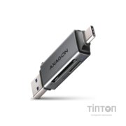 Зчитувач флеш-карт AXAGON USB-C + USB-A to SD/microSD 5Gbps gray (CRE-DAC)